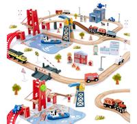 Giant Bean Tren Madera 117 Piezas Tema Ciudad Niño 3+ Años