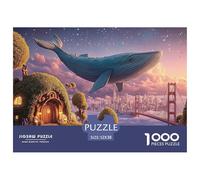 Giant_Blue_Whale 1000 Pièces Rompecabezas Floating Whale Desafiante Único para Adultos Juego Familiar 52x38cm/1000pcs