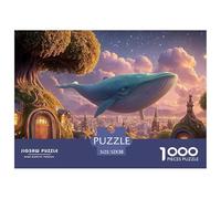 Giant_Blue_Whale 1000 Piezas Corte Preciso Rompecabezas Floating Whale Vibrante Jigsaw Decoración Niños 52x38cm/1000pcs