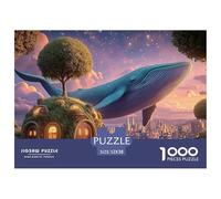 Giant_Blue_Whale 1000 Pzas Papel Premium Rompecabezas Floating Whale Meditativo Jigsaw Decoración Niños 52x38cm/1000pcs