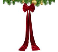 Giant Bow Christmas Tree - Pre Tied Large Decorative Ornament, Elegant Reutilizable Design, Eye Catching Accent for Interior, Home Door and Staircase Decoration for Holiday Fall Displays, Red Gold 16