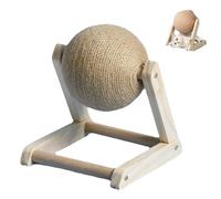 Giant Catnip Ball with Wood Stand, Catnip Floor Ball Toy, Rotatable Catnip Roller Ball Floor Mount, Floor Catnip Roller for Cat Playing (Wood Grain Color-L)