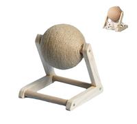 Giant Catnip Ball with Wood Stand, Catnip Floor Ball Toy, Rotatable Catnip Roller Ball Floor Mount, Floor Catnip Roller for Cat Playing (Wood Grain Color-S)