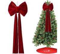 Giant Christmas Tree Bow, Pre Tied Large Reusable for Ornament, Holiday Decors with Lightweight, Home Accessory for Door, Staircase, Fence, Backdrop, Fall, and Valentine’s Day, 43.31in to 78.74 Inches