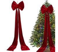 Giant Christmas Tree Bow, Pre Tied Large Reusable for Ornament, Holiday Decors with Lightweight, Home Accessory for Door, Staircase, Fence, Backdrop, Fall, and Valentine’s Day, 43.31in to 78.74 Inches