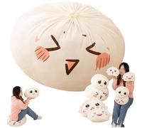 Giant Cute Dumpling & Steamed Bun Plush Toy,Backrest Pillows with Lovely Faces,Soft Cozy Sleeping Stuffed Pillow,Funny Adorable Food Themed Pillow (Squinting Steamed Bun40cm/16in)