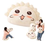 Giant Cute Dumpling & Steamed Bun Plush Toy,Backrest Pillows with Lovely Faces,Soft Cozy Sleeping Stuffed Pillow,Funny Adorable Food Themed Pillow (Happy Dumpling45cm/17.71in)