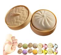 Giant Dumpling Squishy, 10cm Large Dumpling Stress Ball with Steamer Basket, Easter Basket Stuffers Office Desk Gifts (White)