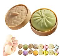 Giant Dumpling Squishy, 10cm Large Dumpling Stress Ball with Steamer Basket, Easter Basket Stuffers Office Desk Gifts (Green)