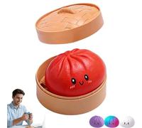 Giant Dumpling Squishy, Bun Bao Sensory Fidget Toy, Jumbo Dumpling Squishy Toy with Steamer Box, Stress Relief Dumplings Dumplings Squishys Squeeze Toy, Dumplings Stress Ball (rojo)