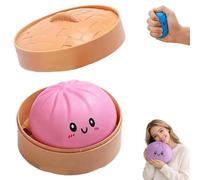 Giant Dumpling Squishy, Jumbo Dumpling Squishy Toy with Steamer Box, Cute Anxiety Relief Fidget Toy, Soft Sensory Squeeze Stress Ball for Kids & Adults (Pink)