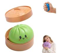 Giant Dumpling Squishy, Jumbo Dumpling Squishy Toy with Steamer Box, Cute Anxiety Relief Fidget Toy, Soft Sensory Squeeze Stress Ball for Kids & Adults (Green)