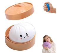 Giant Dumpling Squishy, Jumbo Dumpling Squishy Toy with Steamer Box, Cute Anxiety Relief Fidget Toy, Soft Sensory Squeeze Stress Ball for Kids & Adults (White)