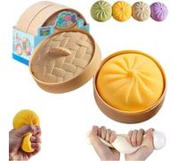 Giant Dumpling Squishy, Jumbo Rainbow Dumpling Stress Ball for Kids & Adults, Extra Large Soft Slow Rising Squishy Dumplings for Anxiety Relief, Sensory Fidget Dough Toy, Decompression Dough (amarillo