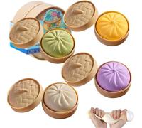 Giant Dumpling Squishy, Jumbo Rainbow Dumpling Stress Ball for Kids & Adults, Extra Large Soft Slow Rising Squishy Dumplings for Anxiety Relief, Sensory Fidget Dough Toy, Decompression Dough (4pcs)