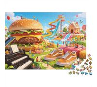 Giant Food Puzzle for Adults 1000Pc Recyclable Amusement Park Senior Puzzles Imposible, Duro y difícil Desafiante Alivia la Demencia senil Activity 52x38cm/1000pcs