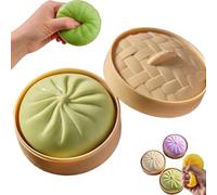 Giant Glitter Dumpling, Dumpling Stress Ball Large Rainbow Fidget Sensory Ball, Soft Squeeze Decompression Dough for Anxiety Relief (Green,Steamer)