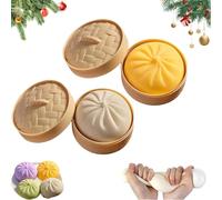 Giant Glitter Dumpling, Jumbo Dumpling Squishy Toy with Steamer Box, Large Stress Relief Sensory Ball for Adults & Kids, Anxiety Relief Fidget Toy (2PCS-AD)