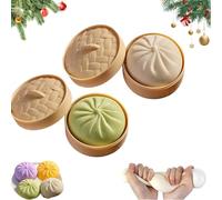 Giant Glitter Dumpling, Jumbo Dumpling Squishy Toy with Steamer Box, Large Stress Relief Sensory Ball for Adults & Kids, Anxiety Relief Fidget Toy (2PCS-CD)
