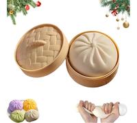 Giant Glitter Dumpling, Jumbo Dumpling Squishy Toy with Steamer Box, Large Stress Relief Sensory Ball for Adults & Kids, Anxiety Relief Fidget Toy (1PCS-D)