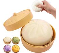 Giant Glitter Dumpling - Jumbo Dumpling with Steamer Box Stress Ball, Large Anxiety Relief for Adults & Kids (White)