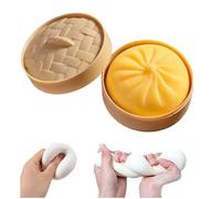 Giant Glitter Dumpling Squeeze,Giant S-quishy Dumpling Toy,Dumplings S-quishy Stress Balls, Novelty Steamed Stuffed Bun Pretend Play Food, Suitable For All Age Groups (Yellow)
