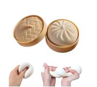 Giant Glitter Dumpling Squeeze,Giant S-quishy Dumpling Toy,Dumplings S-quishy Stress Balls, Novelty Steamed Stuffed Bun Pretend Play Food, Suitable For All Age Groups (White)