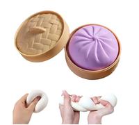 Giant Glitter Dumpling Squeeze,Giant S-quishy Dumpling Toy,Dumplings S-quishy Stress Balls, Novelty Steamed Stuffed Bun Pretend Play Food, Suitable For All Age Groups (Purple)