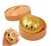 Giant Glitter Dumpling Squishy, Large Rainbow Dumplings Fidget Toy with Steamer Box, Soft Squeeze Decompressions Dough, Bao Bun Sensory Stress Ball for Kids & Adults