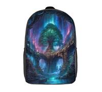 Giant Glowing Tree And The Norte Luces in The Lunalit Sky Mochila Niña Chicos Escolares Adolescentes Bolsa De Escuela Infantil 17inch