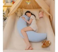 Giant Moon Sleep Spoon C-Shaped Pillow for Side Sleepers Maternity，Blue