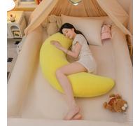 Giant Moon Sleep Spoon C-Shaped Pillow for Side Sleepers Maternity，Yellow