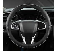 GIANT PANDA Funda Volante Cuero Cubre Volante Coche Compatible con Opel Astra, Corsa, Cache 37-38cm, Negro Gris