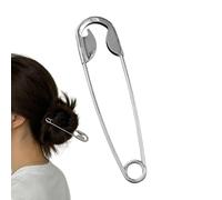 Giant Safety Pin Hair Clip - Large Metal Iron, Strong Hold Fashion Barrette | Extra-Large Stylish Hairpins | Giant Hair Accessory Updo Stick For Women, Girls, Ladies, Wives, Students, Travelers