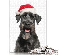 Giant Schnauzer Dog with Santa Hat Puzzle Imposible,desafío para Adultos Juego Educativo 1000 Piezas Obra De Arte De Juego De para Adultos Y Niños A Partir De 12 Años 500pcs (52x38cm)