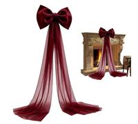 Giant Velvet Christmas Tree Topper Bow - Large Velvet Bow with Wide Mesh Sw | Over-Sized Holiday Tree Topper Bow with Long Sheer Mesh Ribbons, Elegant Velvet Craft Bow, for Christmas, Birthday & Wedding