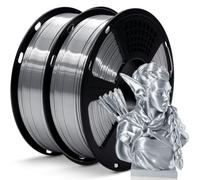 GIANTARM Filamento PLA de 1,75 mm, filamento para impresora 3D, 335 m, rollo de 1 kg, 2 unidades, envasado al vacío, sin deformación, plata de seda