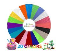 GIANTARM Filamento PLA para bolígrafo 3D GIANTARM, 20 colores, 5 m cada uno, 100 m en total,1,75 mm,filamento para bolígrafo 3D para MYNT3D, ODRVM, Tecboss, Lovebay, bolígrafo para impresora 3D