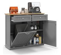 GIANTEX Aparador de Cocina con 2 Cajones y Armario con Puertas, con Espacio para Cubo de Basura, 100 x 35 x 90,5 cm, Mueble de Almacenamiento para Cocina, Comedor, Inodoro (Gris)
