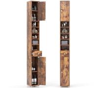Giantex Armario de Baño Alto, Columna Auxiliar para Almacenamiento de Baño, con 2 Armarios y 1 Cajón, Organizador Armario Estrecho 20 x 20 x 180 cm, para Inodoro, Oficina (Industrial)