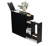 GIANTEX Armario de Estrecho de Madera con 2 Cajones, Armario Lateral Extraíble, Mueble Auxiliar de Almacenamiento, Organizador Estrecho para Baño, Cocina, Salón (Negro)