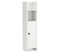 GIANTEX Armario Estrecho de Baño con Puerta, 4 Estantes de Almacenamiento, Estante Interior Ajustable, 18 x 20 x 80 cm, Mueble de Suelo para Baño, Salón, Dormitorio (Blanco)