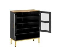 GIANTEX Armario Zapatero 5 Niveles, Mueble de Zapatos con 2 Puertas de Malla, 3 Estantes Ajustables, Kit Antivuelco, 70x35x93cm, Mueble Organizador para Recibidor, Entrada (Negro)