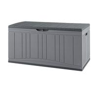 GIANTEX Baúl de Almacenaje para Jardín con Capacidad de 300L, Arcón Exterior de Resina con Tapa y Orificio para Candado, Contenedor Impermeable para Patio, Terraza, 114 x 55 x 61 cm (Gris)