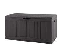GIANTEX Baúl de Almacenaje para Jardín con Capacidad de 300L, Arcón Exterior de Resina con Tapa y Orificio para Candado, Contenedor Impermeable para Patio, Terraza, 114 x 55 x 61 cm (Marrón)