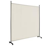 GIANTEX Biombo de 184 x 184 cm con Ruedas Giratorias, Separador de Habitación, 1 Pieza, Protección Privada, Divisor Pared de Tela, Ruedas Bloqueables (Beige)