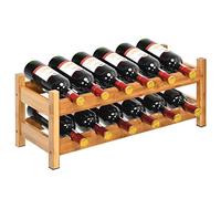Giantex Botellero de Vino para 12 Botellas, Soporte para Botellas de Vino de 2 Niveles, 62 x 24 x 25 cm, Estantería de Bambú, para Cocina, Comedor, Bar y Bodega (Natural)