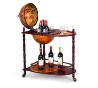 GIANTEX Carro con Botellero en Forma de Globo Terráqueo, 70x45x88cm, Porta de Vino con 3 Ruedas y 2 Estantes Abiertos, Figura Náutica Vintage, Carro de Botellas para Bar, Comedor