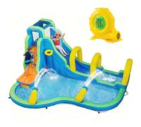 GIANTEX Castillo hinchable con tobogán acuático, castillo hinchable 5 en 1 con pared de escalada, canasta de baloncesto, piscina infantil y 2 cañones de agua, parque acuático para niños al aire libre