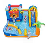 GIANTEX Castillo hinchable para niños a partir de 3 años, gran parque acuático de tela Oxford, 2 piscinas, tobogán, trampolín, pared de escalada, pelotas, bolsa de transporte, para exterior e interior
